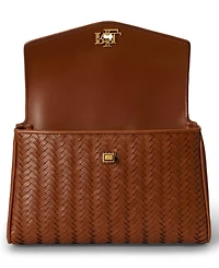 Lauren Ralph Lauren Farrah Woven Leather Small Satchel Handbag
