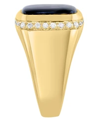 Effy Collection Men's Diamond (1/3 ct. t.w.) and Onyx (13x12mm) Ring in 14k Yellow Gold