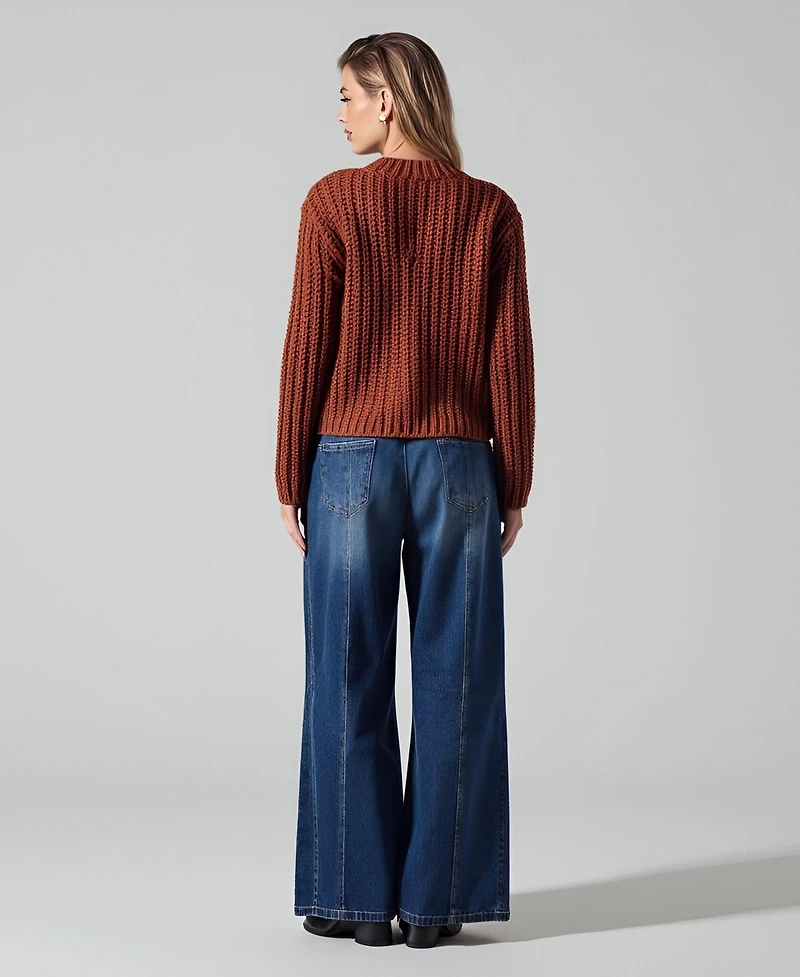 Modenaire Women's Chunky Ribbed Cardigan with Buttons