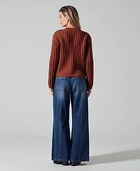 Modenaire Women's Chunky Ribbed Cardigan with Buttons