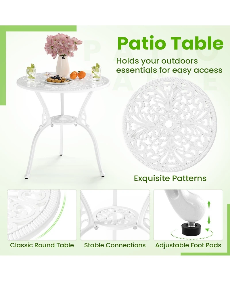 Sugift 3 Piece All Weather Cast Aluminum Bistro Chairs and Table with Umbrella Holes