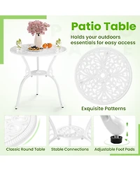 Sugift 3 Piece All Weather Cast Aluminum Bistro Chairs and Table with Umbrella Holes