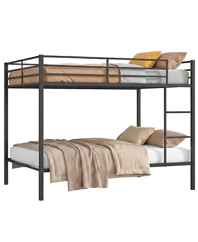 Slickblue Full Over Metal Bunk Bed Frame with Full-Length Guardrails