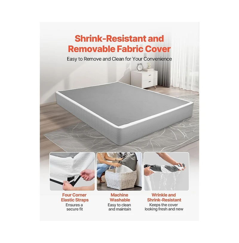Sugift Queen Box Spring Mattress Foundation Heavy Duty Metal Bed Frame 9 Inch