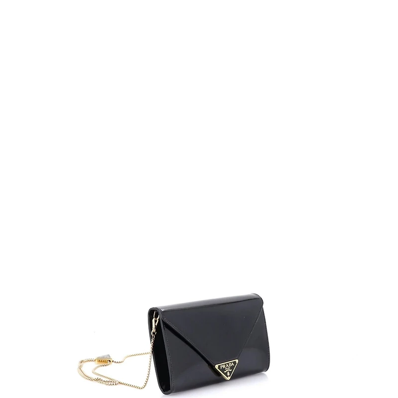 Pre-Owned Prada Mini Triangle Logo Envelope Chain Clutch Patent