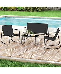 Sugift 4 Pcs Patio Furniture Set Outdoor Rocker Chair Conversation Set