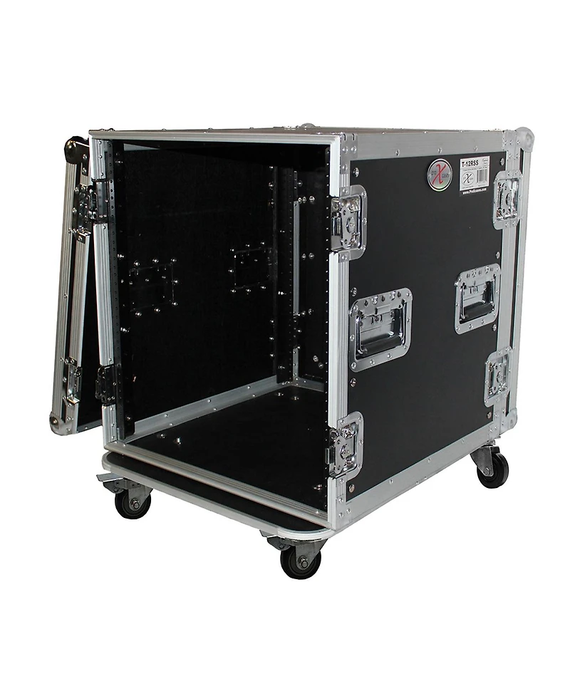 ProX T-12RSS 12U Ata Deluxe Flight Road Case with 4" Casters for Amplifier Rack Mount Module, 19" Rail Depth