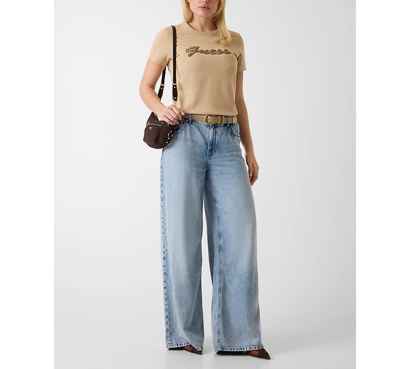 Guess Women's Beads Script Crewneck Cotton T-Shirt