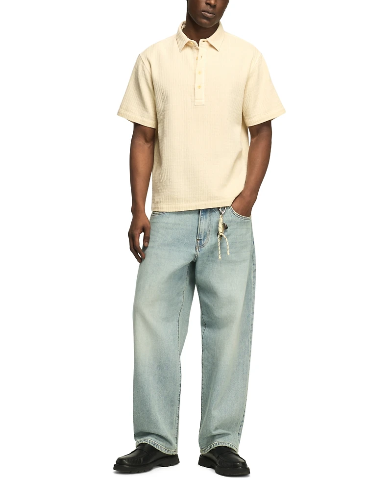 Lucky Brand Men's Double Cloth Popover Short-Sleeve Polo Shirt