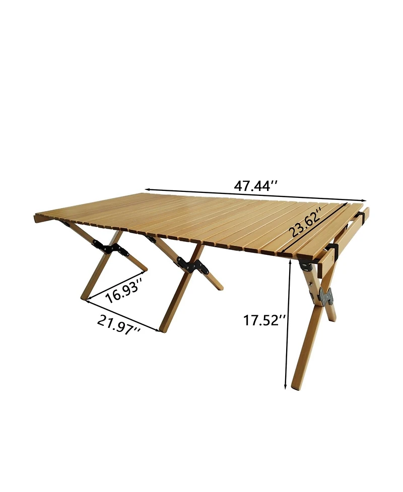 ECHTPeak 4FT Folding Camping Table, Roll Up Portable Camp Table, Low Collapsible Lightweight Aluminum Outdoor, for Camping, Picnic, Beach, Patio