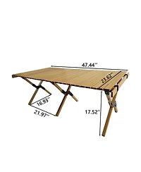 ECHTPeak 4FT Folding Camping Table, Roll Up Portable Camp Table, Low Collapsible Lightweight Aluminum Outdoor, for Camping, Picnic, Beach, Patio