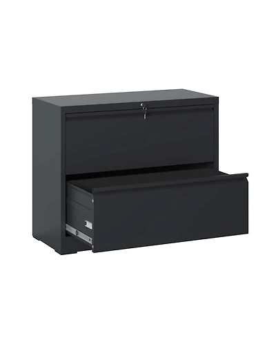 Rainsken Lateral File Cabinet, Metal Filing Cabinet with 2 Drawer and Lock, Anti-Tip Design for Legal/Letter/A4/F4