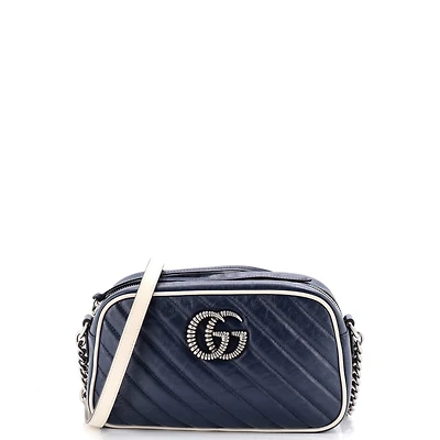 Pre-Owned Gucci Small Gg Marmont Shoulder Bag Diagonal Quilted Leather