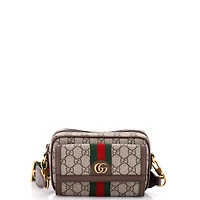 Pre-Owned Gucci Mini Ophidia Front Pocket Camera Bag Gg Coated Canvas