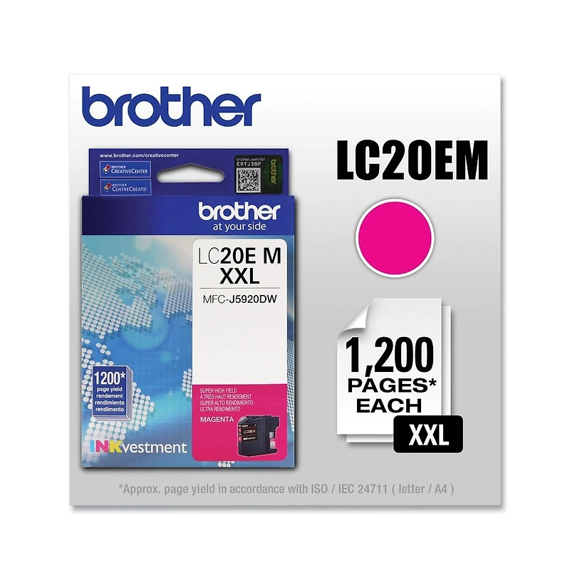 Brother LC20EM INKvestment 1,200 Page-Yield Super High-Yield Ink - Magenta