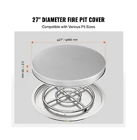 Sugift Fire Pit Spark Screen Cover 27 in Round Stainless Steel Easy Open Lid