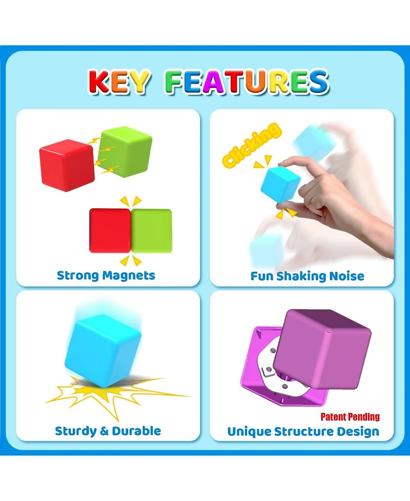 Gnuadz 1.65 Inch Magnetic Stacking Cubes Sensory Montessori Toddler Toy