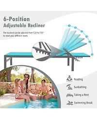 Gymax Outdoor 6-Position Lounge Chair Chaise Aluminium Adjust Recliner Patio