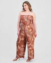 Derek Heart Trendy Plus Strapless Ruched Jumpsuit
