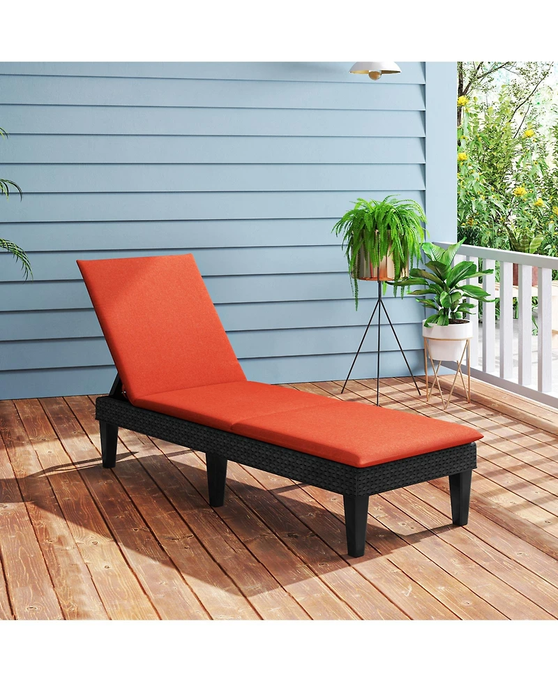 Slickblue Patio Recliner Chaise Lounge Chair with 6-Position Adjustable Back Support