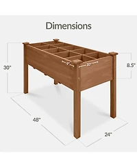 Best Choice Products Raised Garden Bed Planter Box - Elevated Wooden Herb Vegetable Planter, 10 Grid Sections