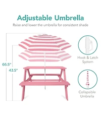Best Choice Products Kids Wooden Picnic Table, Outdoor Activity Table w/ Adjustable Umbrella, Seats
