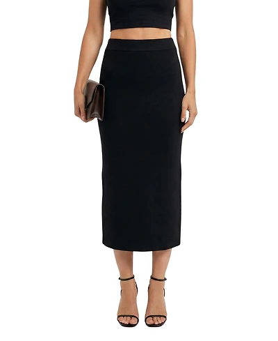 Modenaire Women's High-Rise Knit Midi Skirt