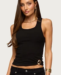 Edikted Women's Klyah Metal Pendant Ribbed Tank Top