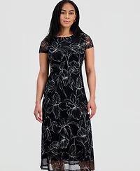 Connected Women's Printed Mesh Midi Dress