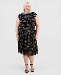 Robbie Bee Plus Printed Side-Ruched Midi Dress