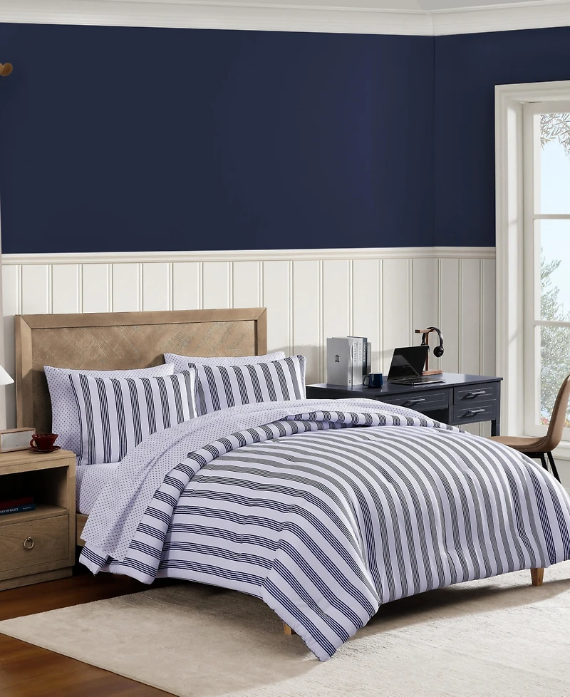 Tommy Hilfiger Campus Stripe Washed Microfiber -Pc. Comforter Set
