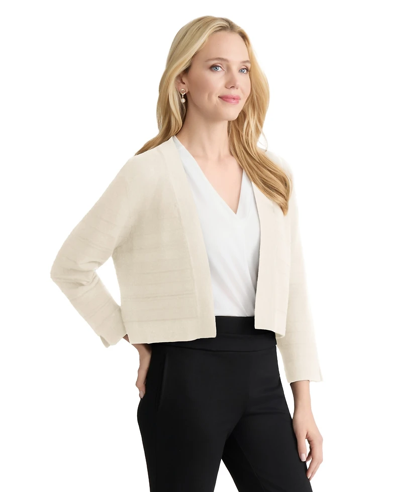 Jones New York Petite Cropped Striped Stitch Shrug