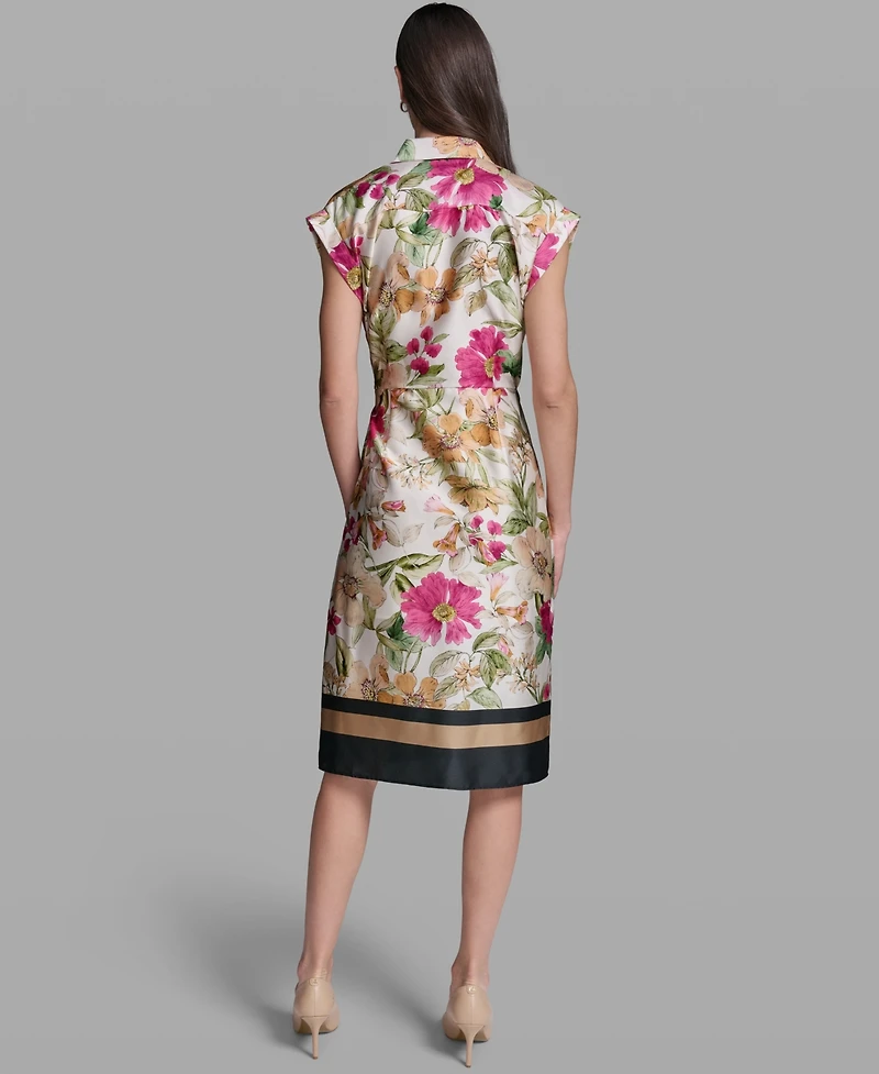 Karl Lagerfeld Paris Women's Floral Print Short-Sleeve Side-Tie Dress