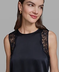 Karl Lagerfeld Paris Women's Sleeveless Lace Trim Cami Top