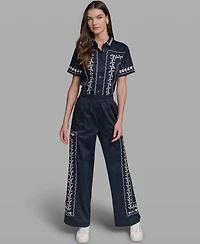 Karl Lagerfeld Paris Women's Mid-Rise Embroidery Pants