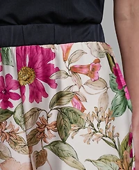 Karl Lagerfeld Paris Women's Soft Floral Print Pull-On Pants