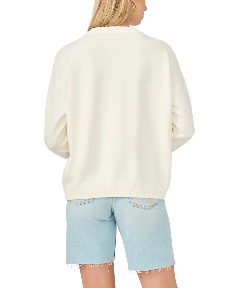 Vince Camuto Women's Star Motif Crewneck Sweater