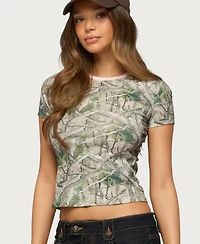 Edikted Women's Alaia Contrast Camo T Shirt