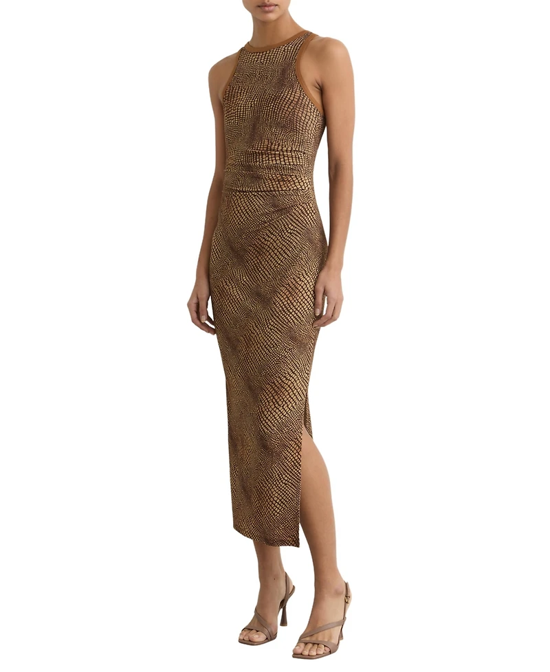 Reiss Women's Snake-Print Jersey Racer Midi Dress
