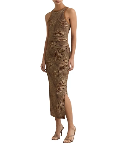 Reiss Women's Snake-Print Jersey Racer Midi Dress