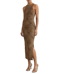 Reiss Women's Snake-Print Jersey Racer Midi Dress