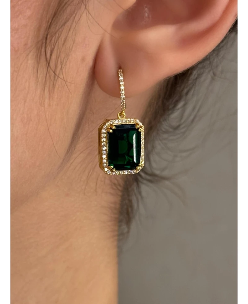 Suzy Levian Sterling Silver Cubic Zirconia Halo Dangling Earrings