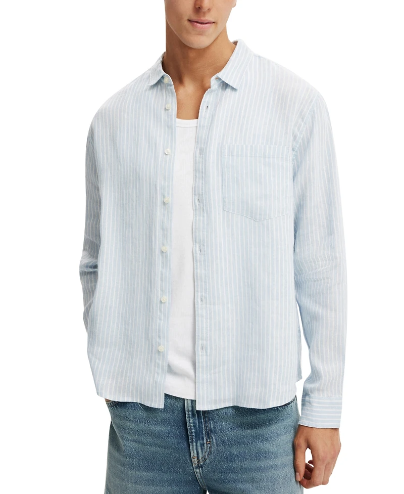 Cotton On Men's Relaxed Linen Long-Sleeve Shirt