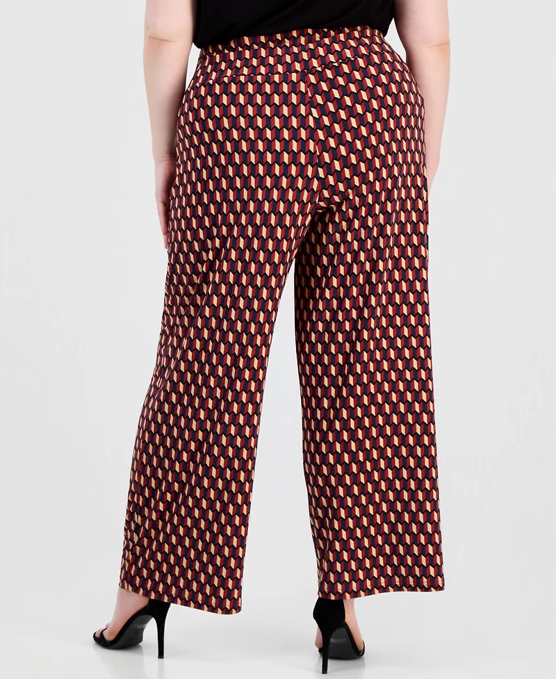 Anne Klein Plus Pull-On High-Rise Wide-Leg Pants