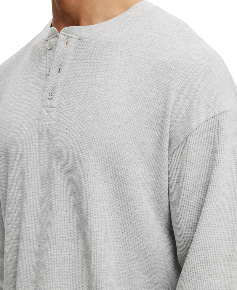 Cotton On Men's Modern Relaxed-Fit Textured Henley T-shirt