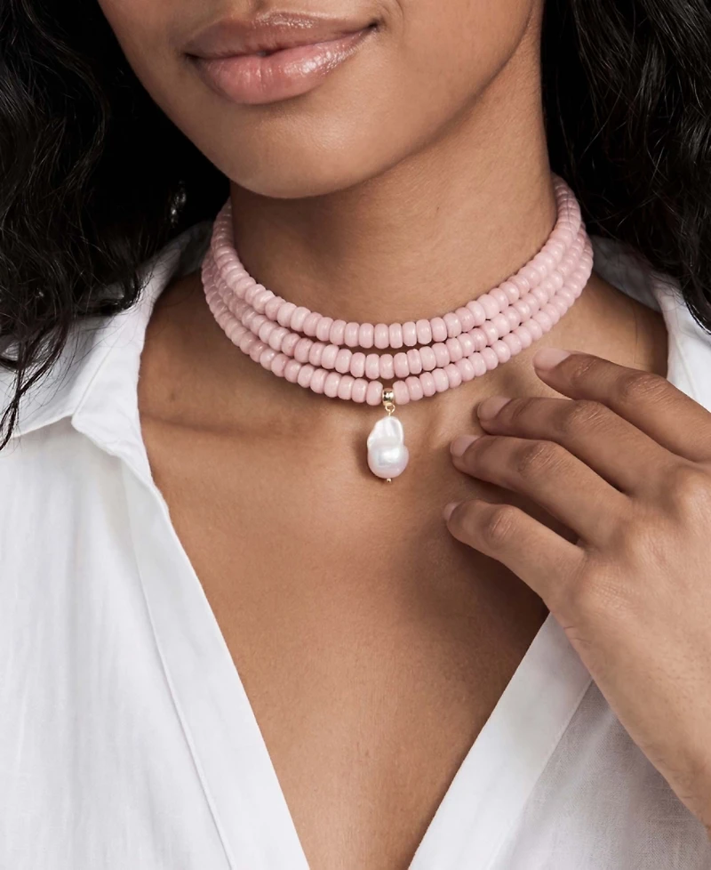 Ettika Marina Layers Rose Quartz Necklace