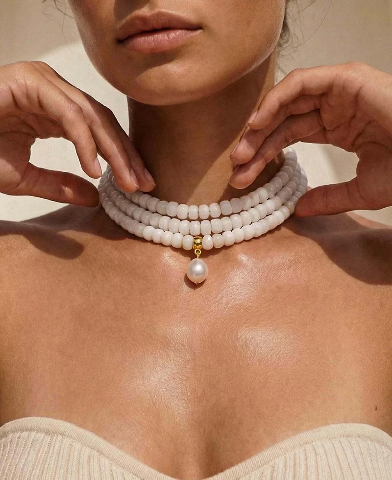Ettika Marina Layers Rose Quartz Necklace