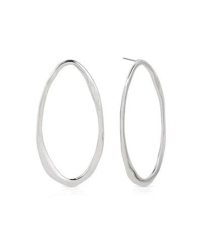 Ettika Silver-Tone Hammered Large Oval Earrings