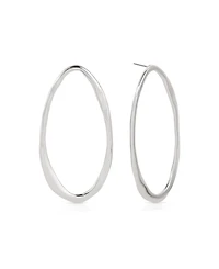 Ettika Silver-Tone Hammered Large Oval Earrings