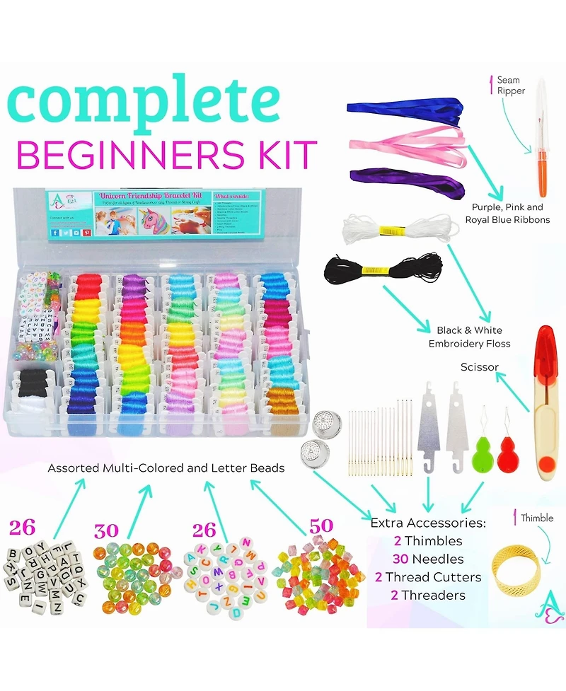 Gnuadz 276pcs Embroidery Cross Stitch Friendship Bracelet Kit Organizer